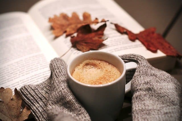 cup of coffee with a book