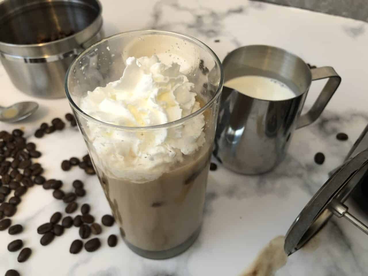 Wiped cream with iced coffee