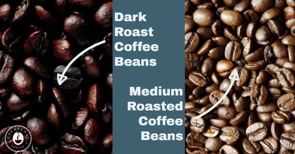 difference between light medium and dark roast coffee caffeine